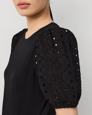 Eyelet Sleeve Cotton Tee click to view larger image.