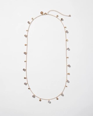 Gold Crystal Long Disc Necklace
