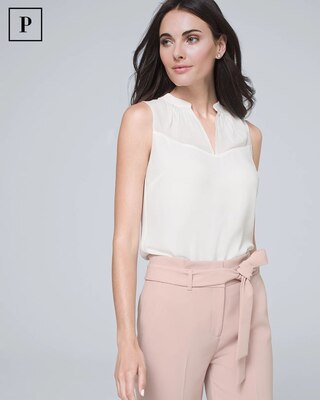 Petite Chiffon-Yoke Shell