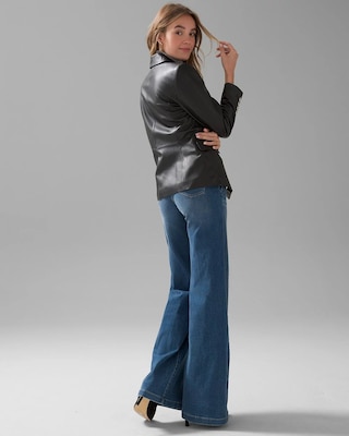 WHBM® Studio Leather Blazer click to view larger image.