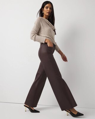 Petite Coated Denim High Rise Wide Leg Jean