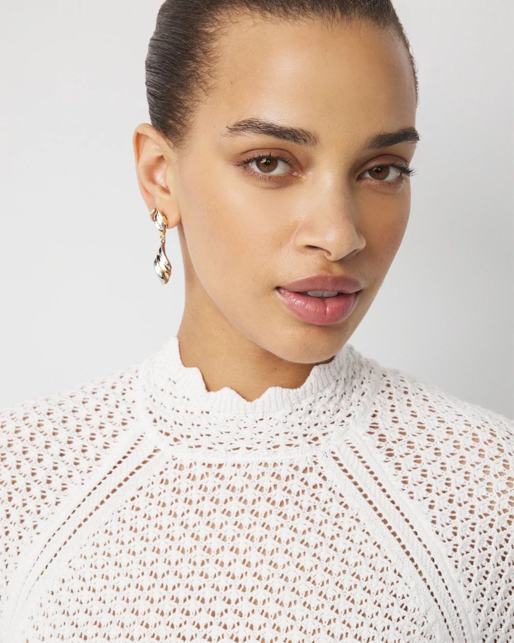 Pointelle Pullover Sweater