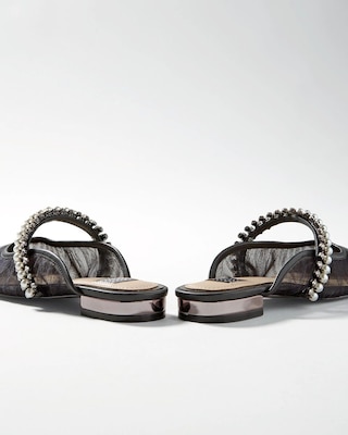 Pearl & Mesh Low-Heel Mule