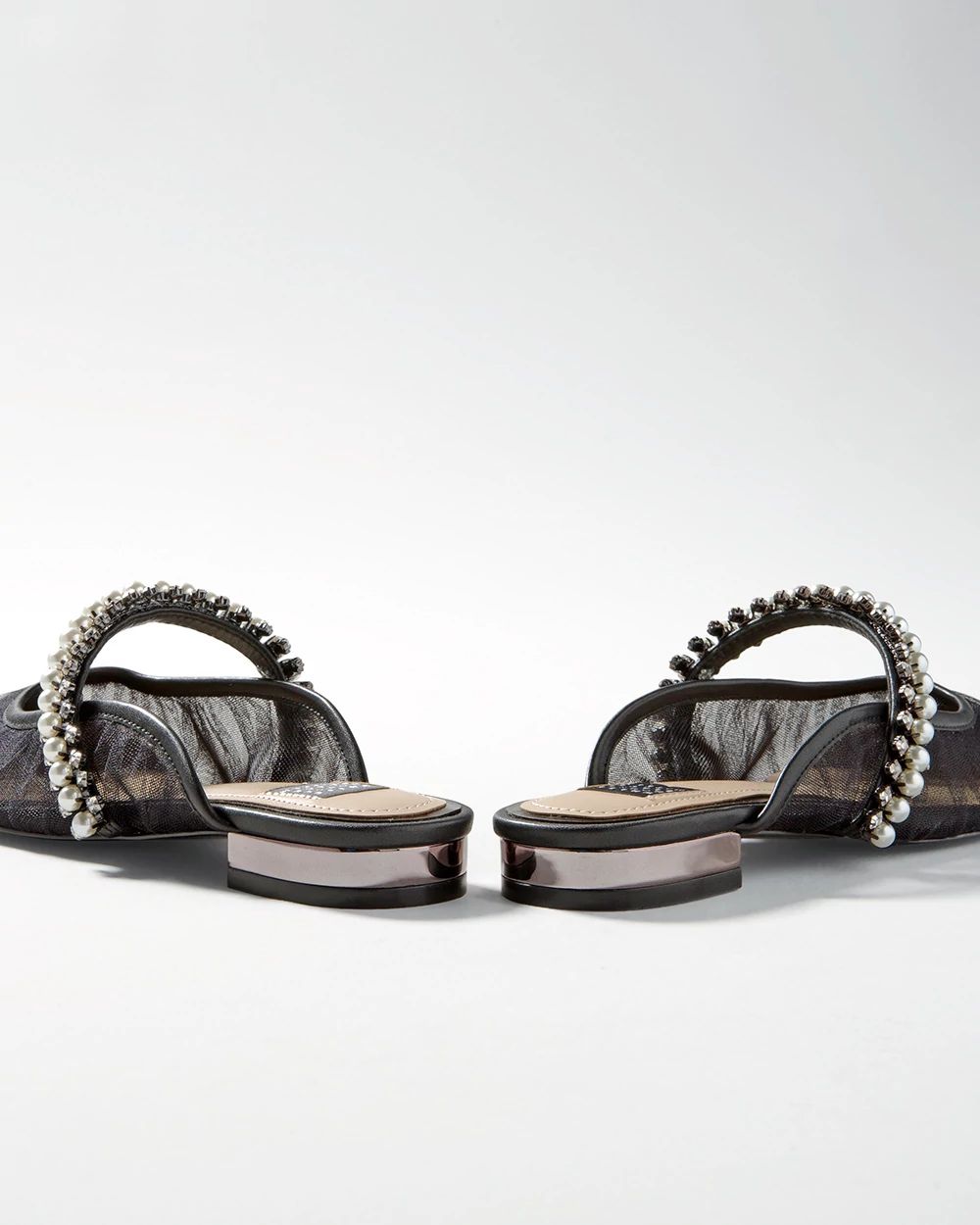 Pearl & Mesh Low-Heel Mule