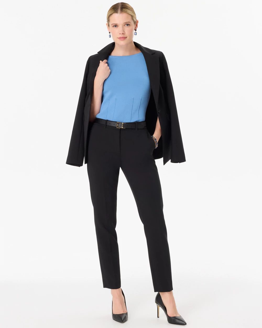 Petite Luxe Stretch Mid Rise Elle Slim Ankle Pant click to view larger image.