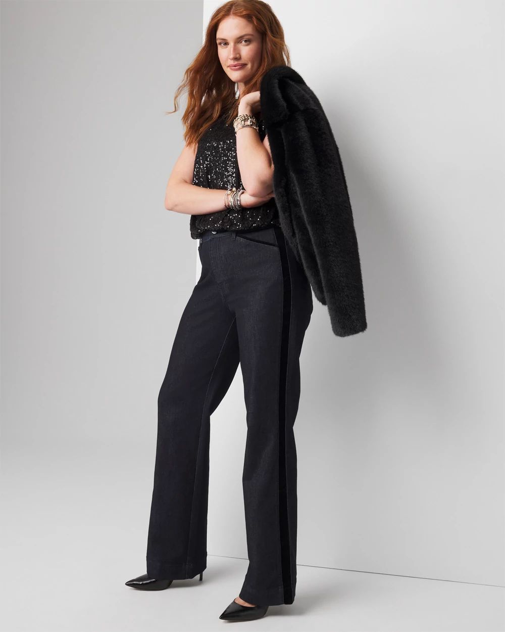 Curvy Extra High-Rise Sculpt Velvet Trim Trouser Jean