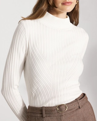 Essential Mock Neck Rib Sweater click to view larger image.