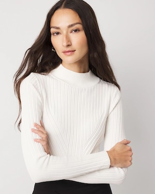 Essential Mock Neck Rib Sweater click to view larger image.