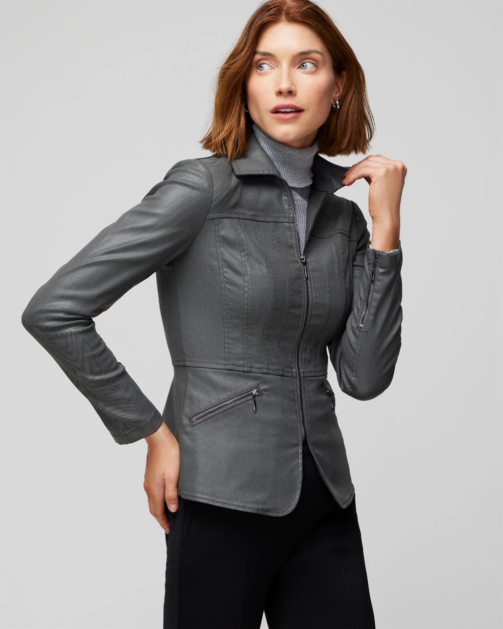 Seamed Coated Moto Jacket