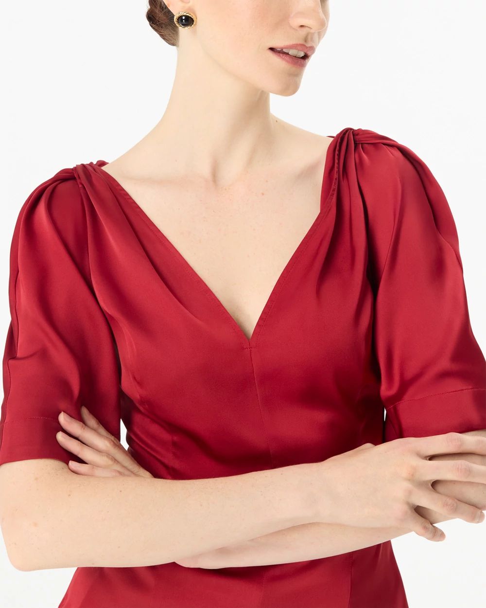 Satin Twist-Shoulder Top click to view larger image.