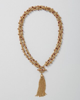 Red Crystal Convertible Tassel Necklace