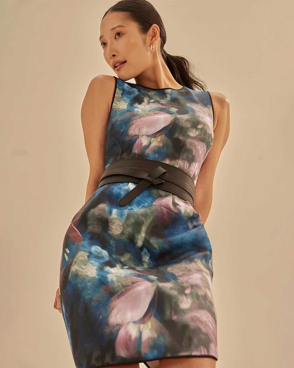 Printed Scuba Fit-and-Flare Dress click to view larger image.