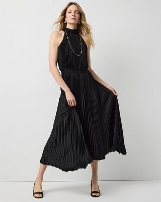 Pleated Midi Halter Dress click to view larger image.