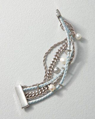 Leather + Pearl Magnetic Bracelet