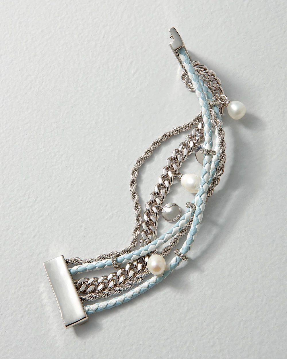 Leather + Pearl Magnetic Bracelet