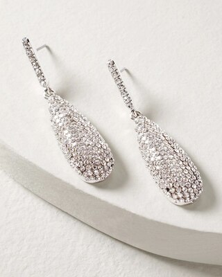 Pavé Silvertone Teardrop Earrings