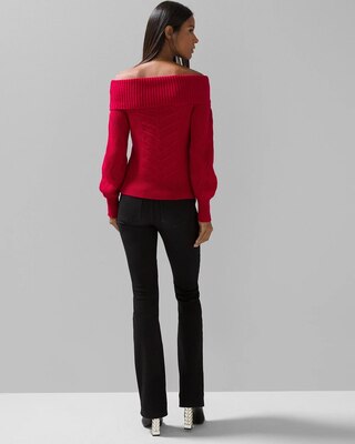 Off-the-Shoulder Cable Knit Sweater