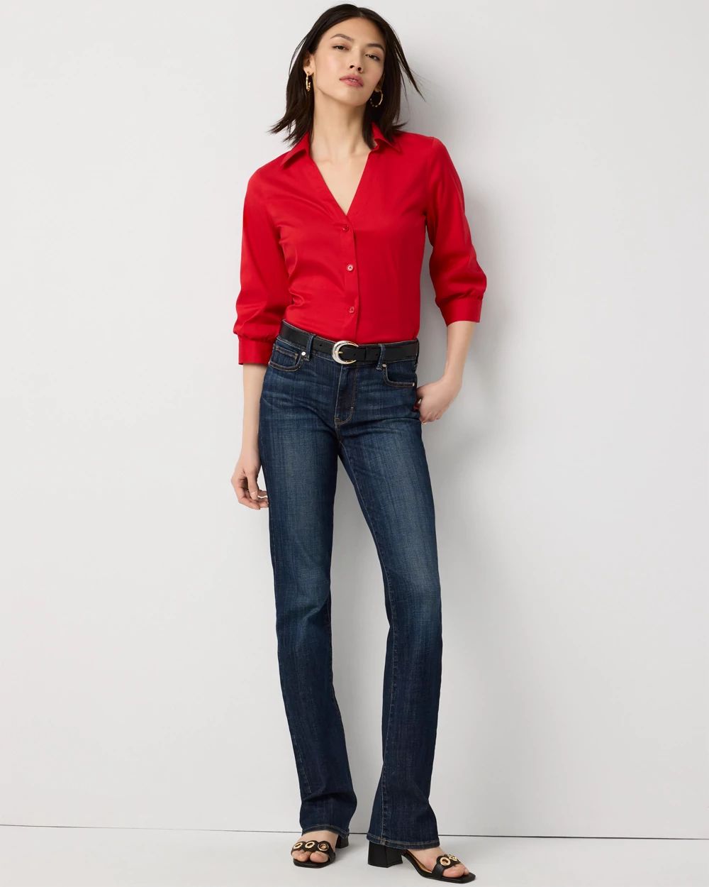 Elbow Sleeve Poplin Shirt click to view larger image.