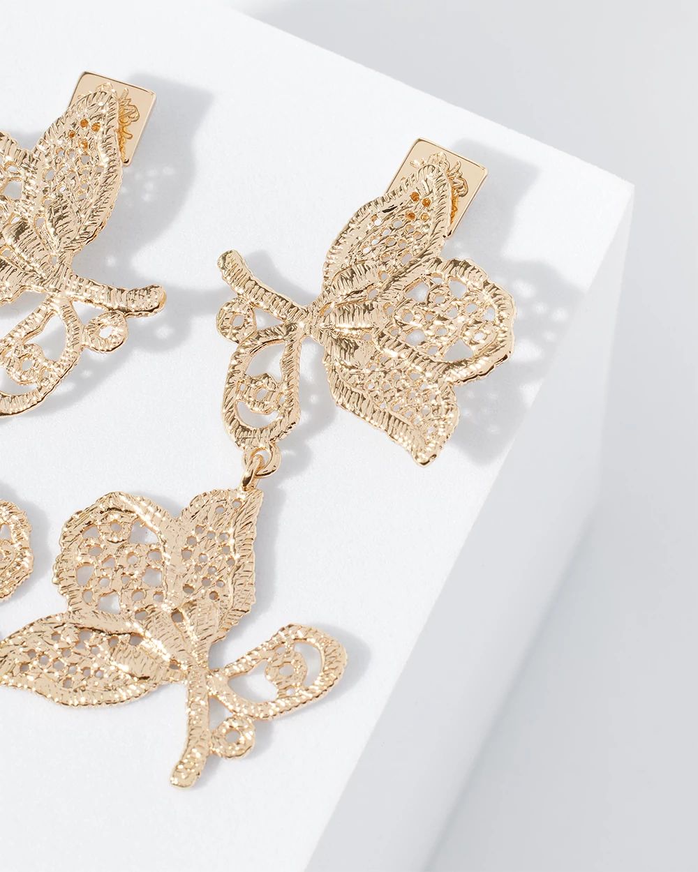Gold Metal Lace Drop Earring