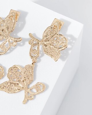 Gold Metal Lace Drop Earring