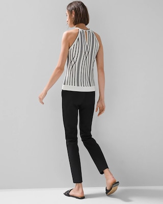 Black + White Pleated Sweater Halter Top click to view larger image.