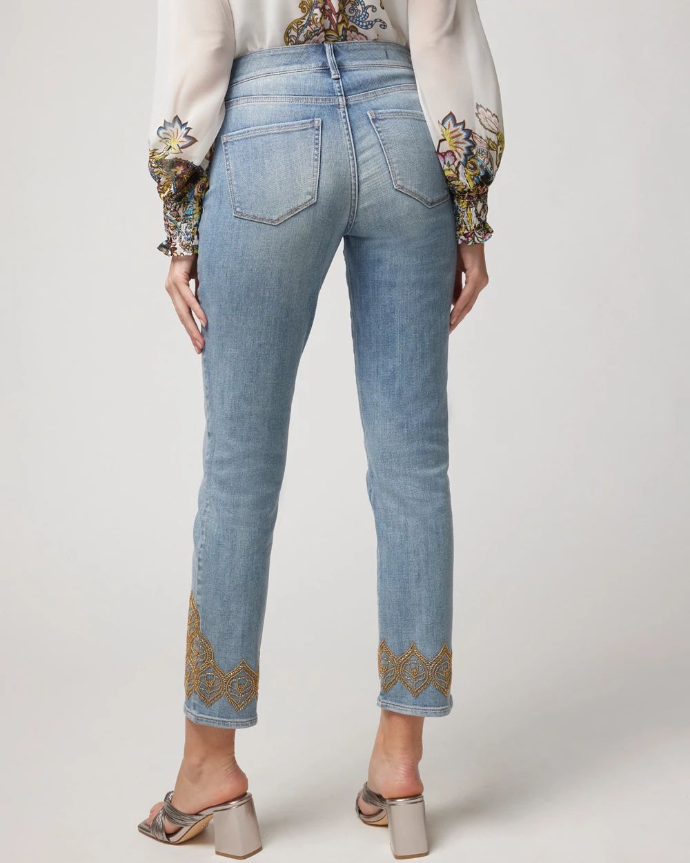 Mid-Rise Everyday Soft Denim™ Embroidered Hem Slim Crop Jeans