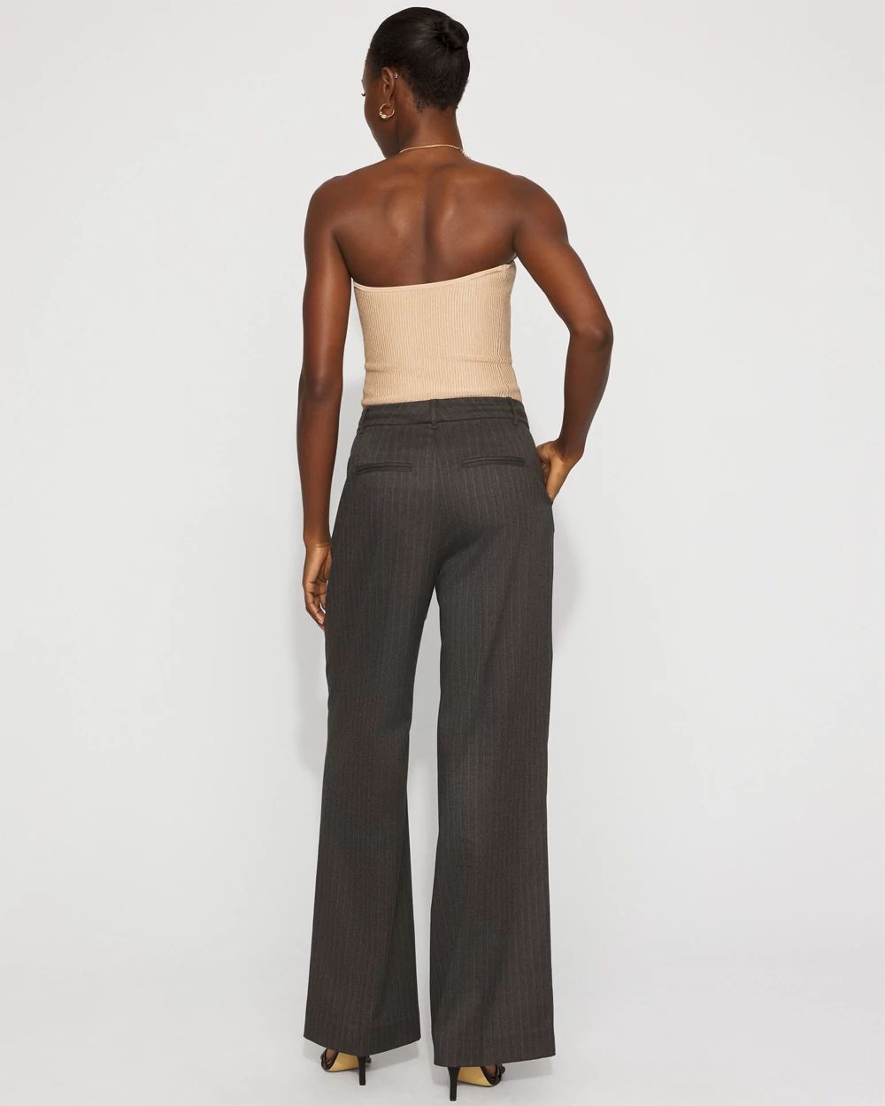 High-Rise Pinstriped Wide-Leg Pant