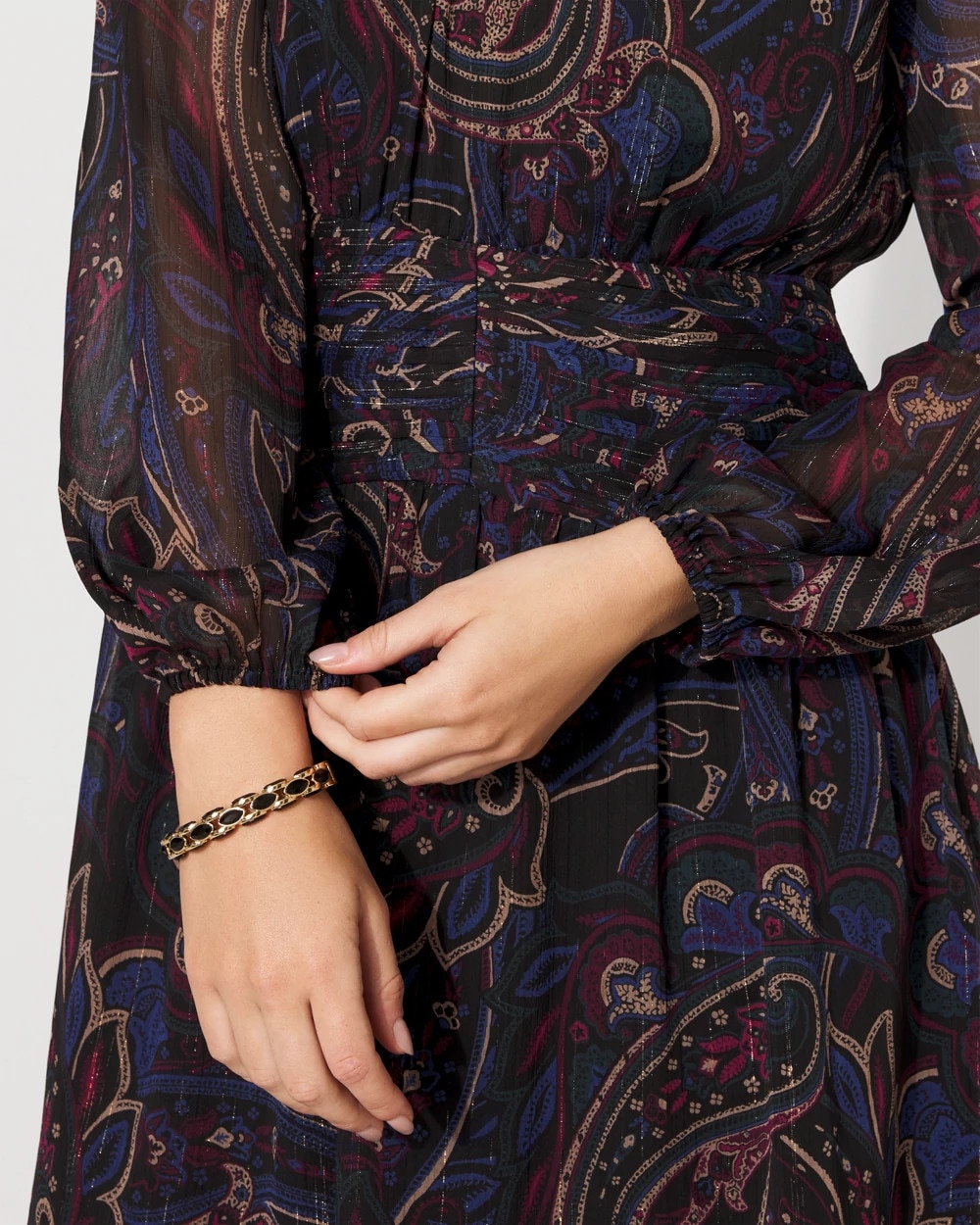 Paisley Mockneck Chiffon Dress