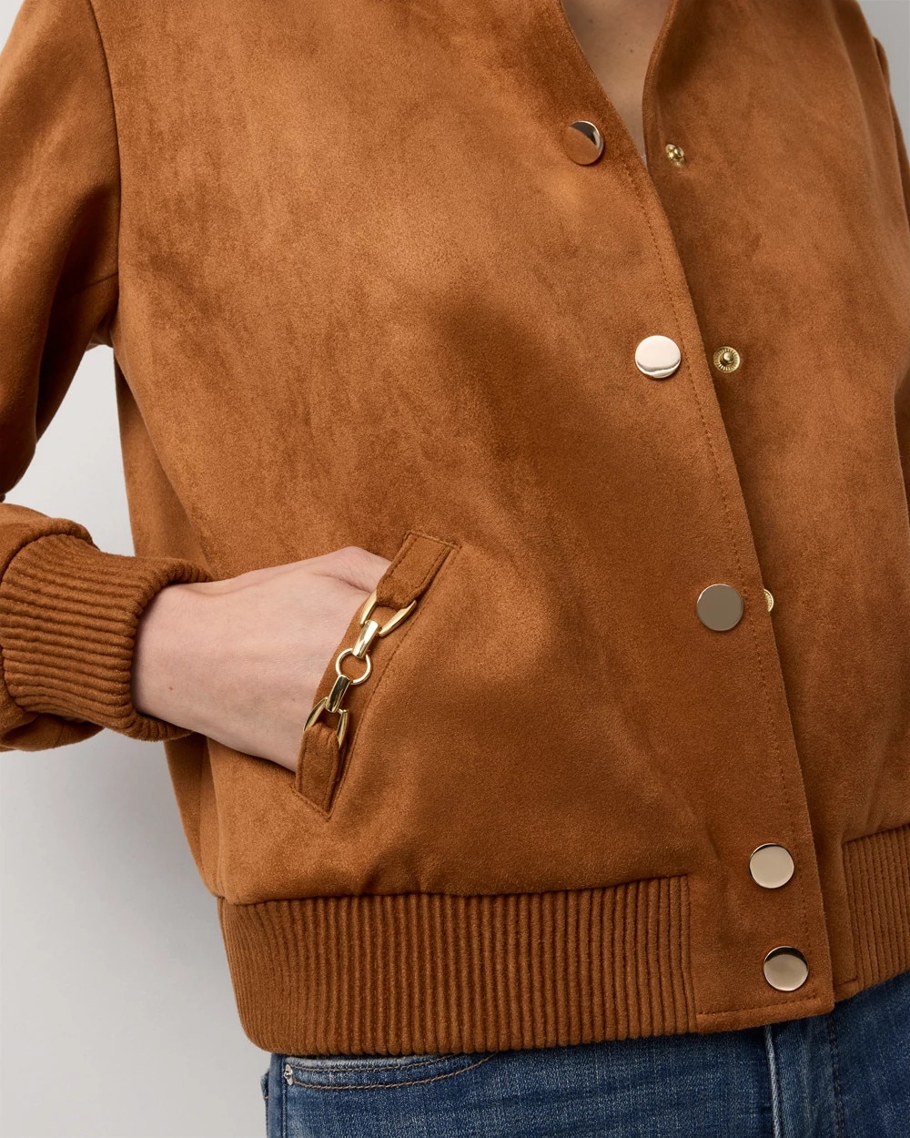 Faux Suede Bomber Jacket