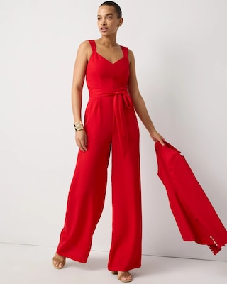 Belted Wide Leg Jumpsuit click to view larger image.