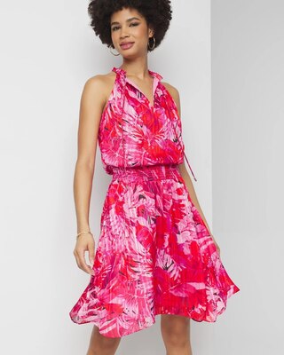 Sleeveless V-Neck Halter Blouson Dress