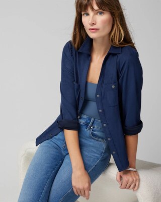 Long Sleeve Suede Pocket Shirt