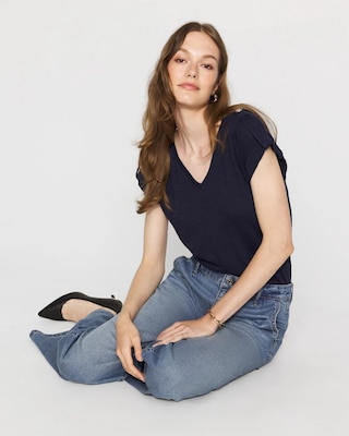 V-Neck Tee with Epaulets click to view larger image.