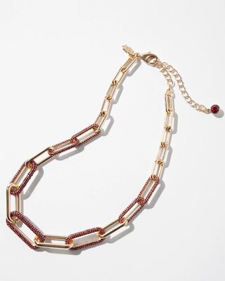 Gold Siam Crystal Links Short Strand Necklace