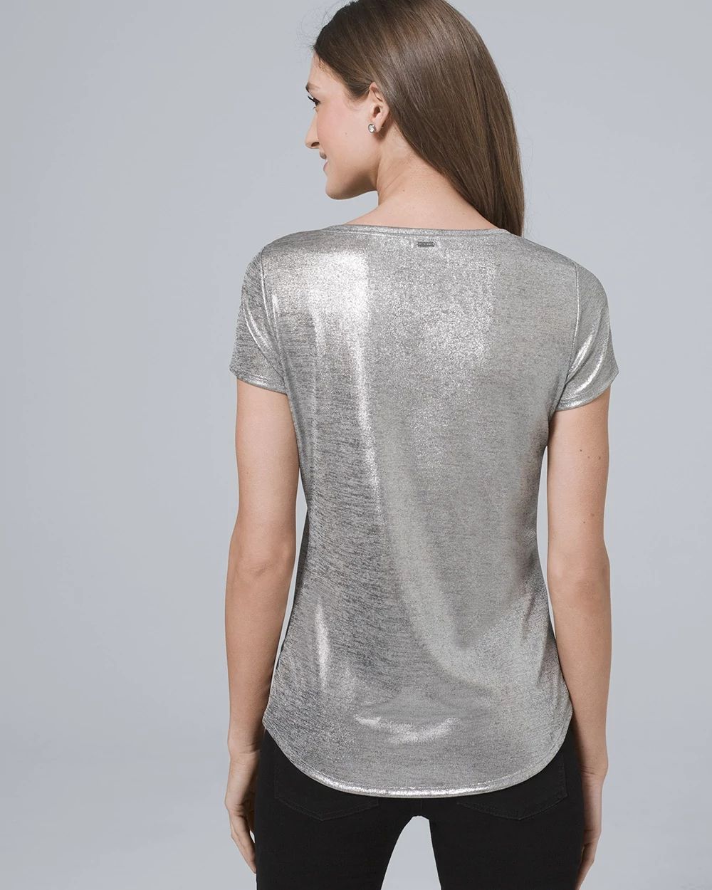 Metallic-Jersey V-Neck Tee click to view larger image.