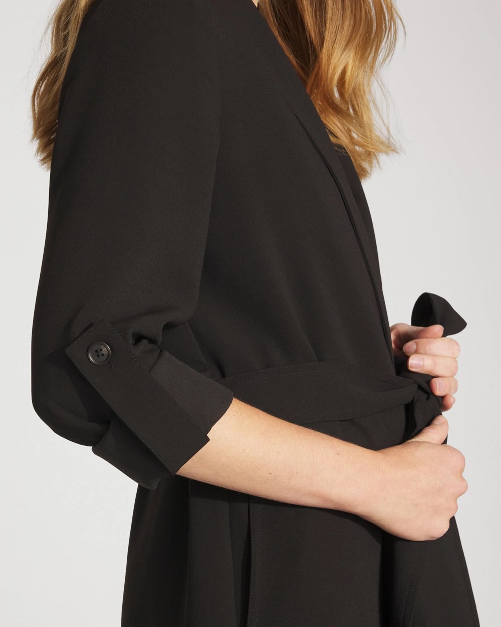 Crepe Duster Coat with Self-Belt