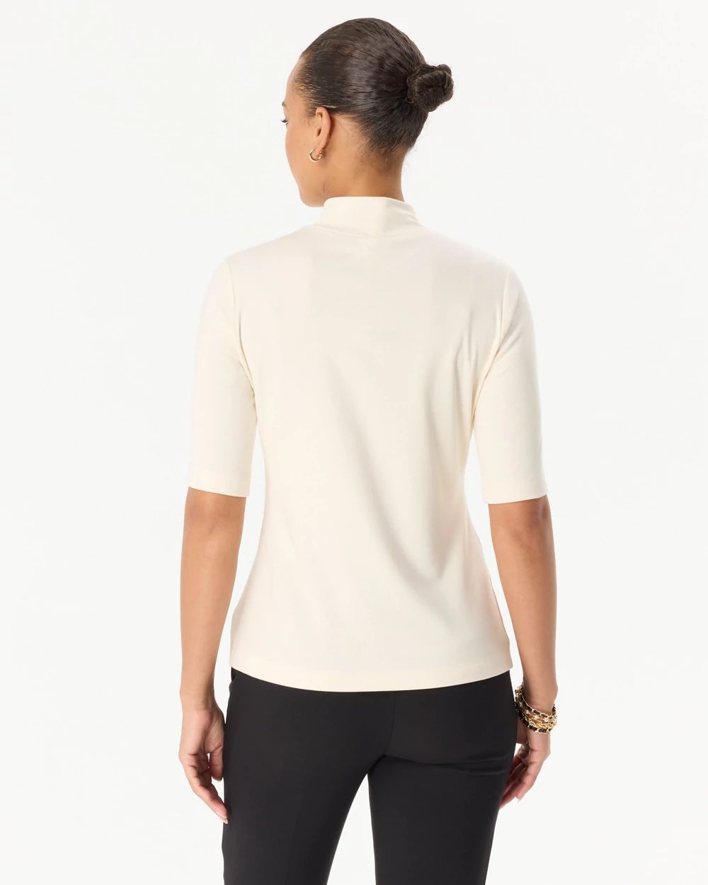 Mock Neck Elbow Sleeve Top click to view larger image.