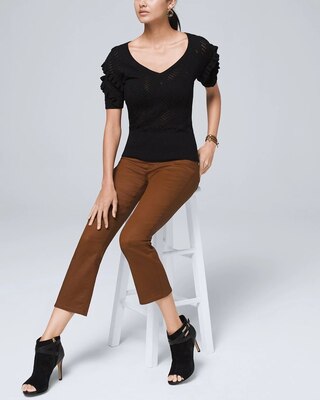 High-Rise Coated Bootcut Crop Jeans