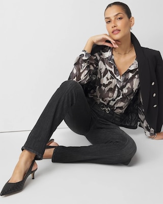 Abstract Print Shirt with Shadow Stripe click to view larger image.