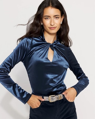 WHBM FORME™ Twist Neck Velvet Top