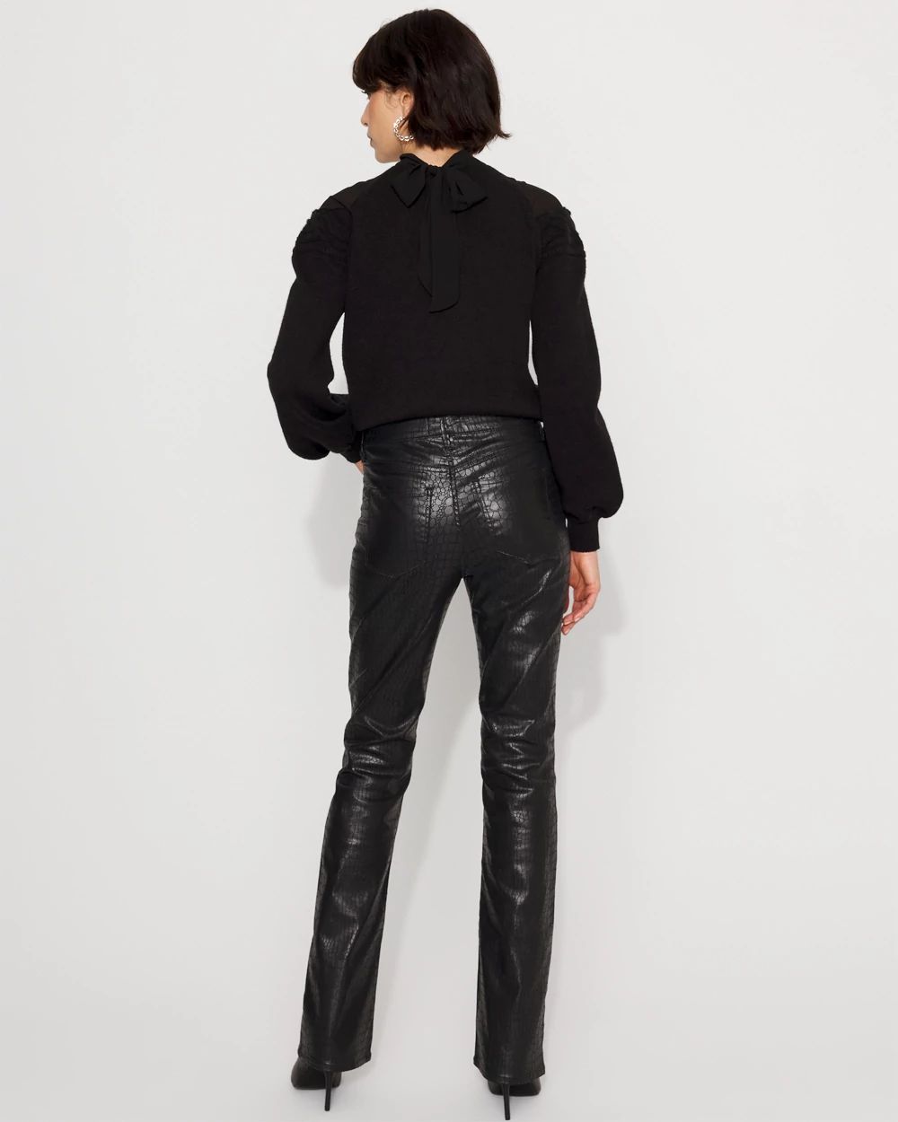 Crocodile Coated Denim High Rise Bootcut Jean click to view larger image.