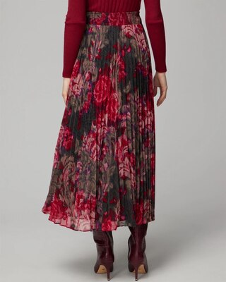 Smocked Pleated Midi Skirt