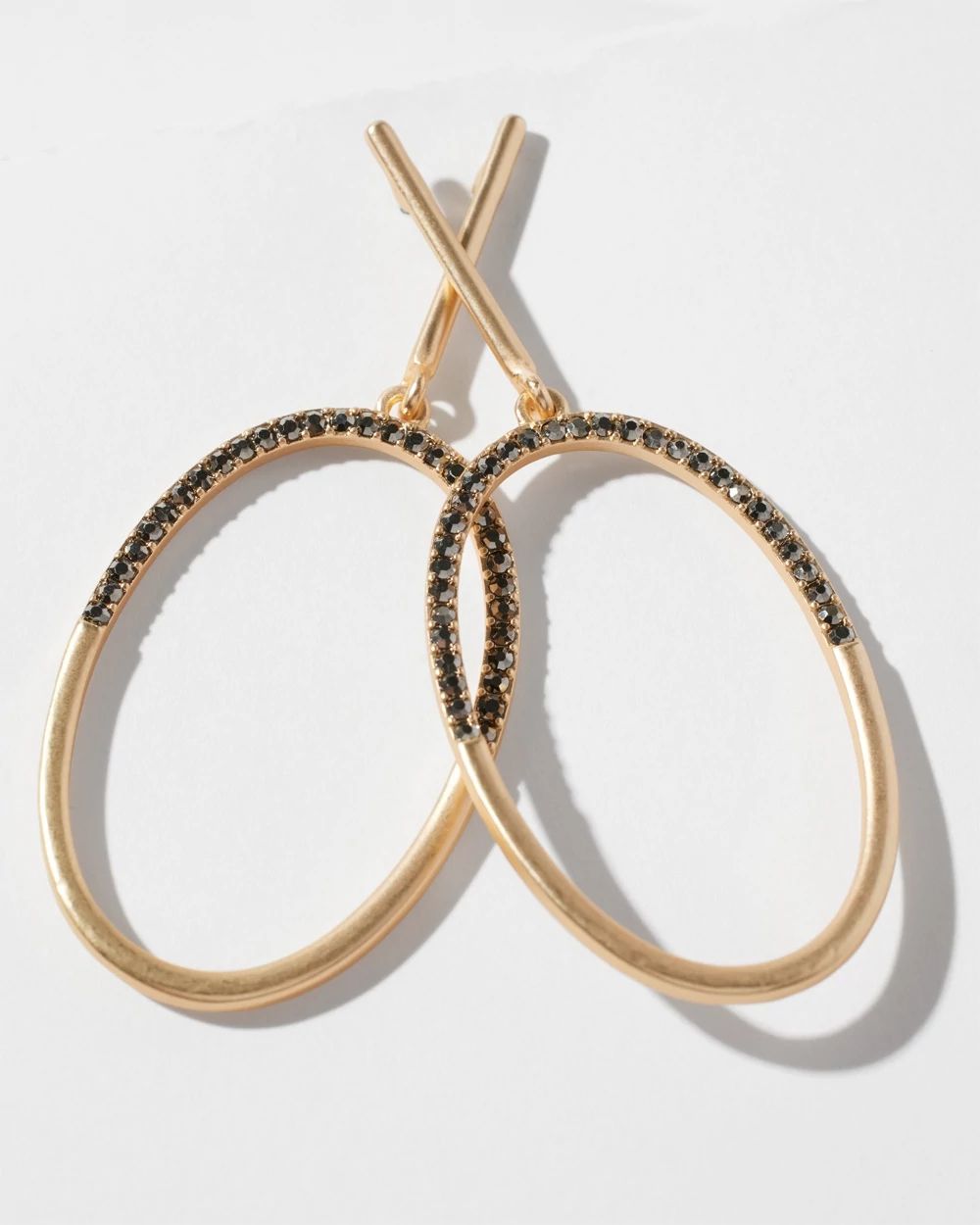 Jet Hematite Crystal Hoop Earrings
