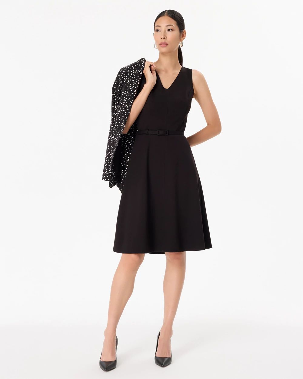Petite Ponte Sleeveless Dress click to view larger image.