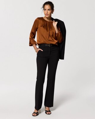 Bubble Hem Pleated Satin Blouse click to view larger image.