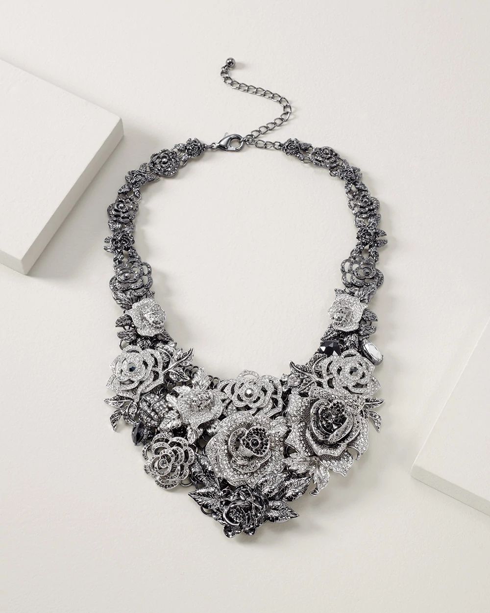 Crystal Flower Statement Necklace click to view larger image.