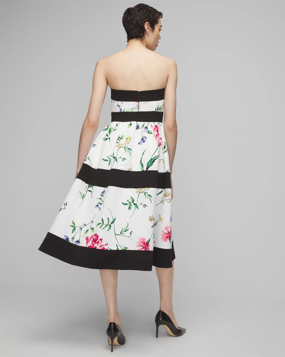 Petite Strapless Floral Contrast Fit & Flare Dress