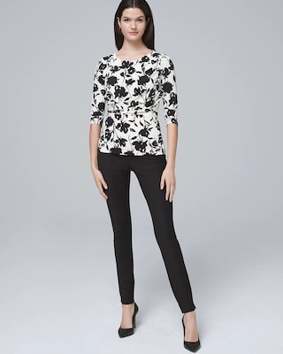 Draped-Front Floral Top