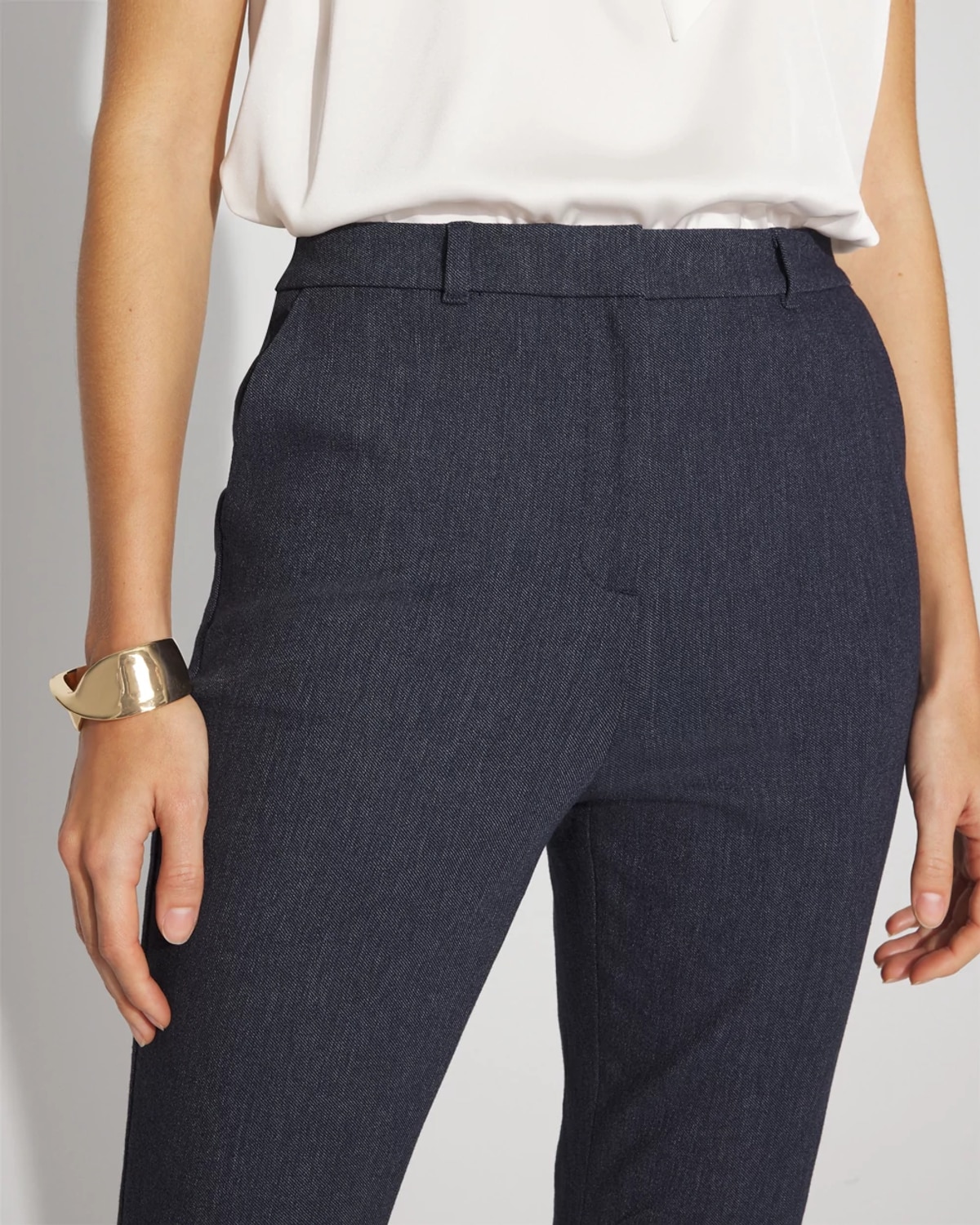 White House Black Market Tailored Denim-look Kick Flare Pants In Purple
