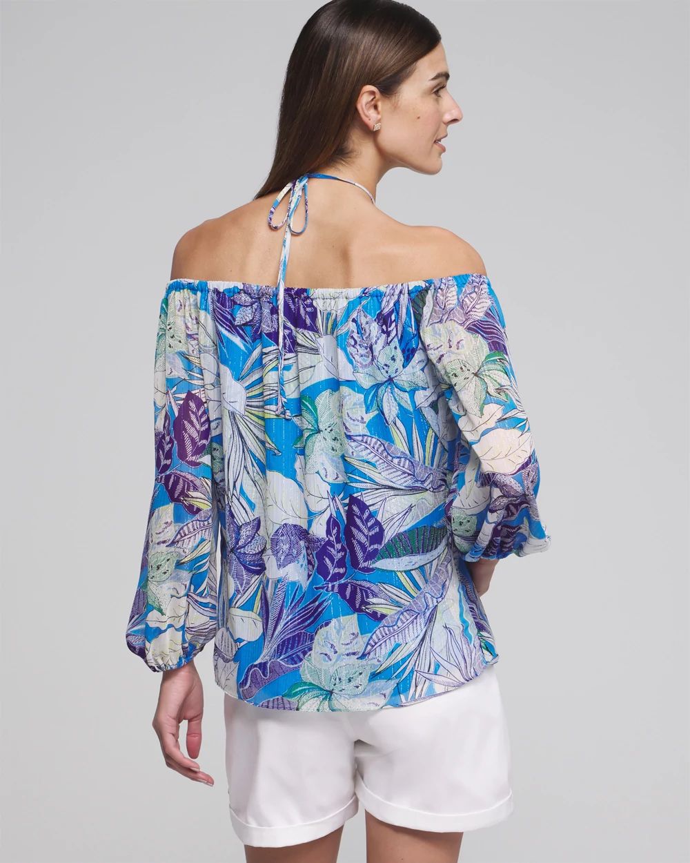 Outlet WHBM Tie-Neck Off-The-Shoulder Blouse click to view larger image.